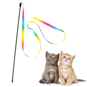 Pet Cat Toys Cute Funny Rainbow Strips Stick Cat Teaser Wand Pet Toys for Cats Interactive Toys Cat Supplies Pet Products 2
