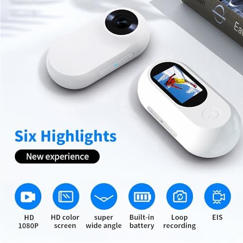 Bewinner Nowa obroża dla kotów 4K 8MP WiFi | przenośna bezprzewodowa kamera sportowa | szerokokątny aparat 120° do kasku i 30 m kamera podwodna do sportów na świeżym powietrzu, biały - obrazek 2