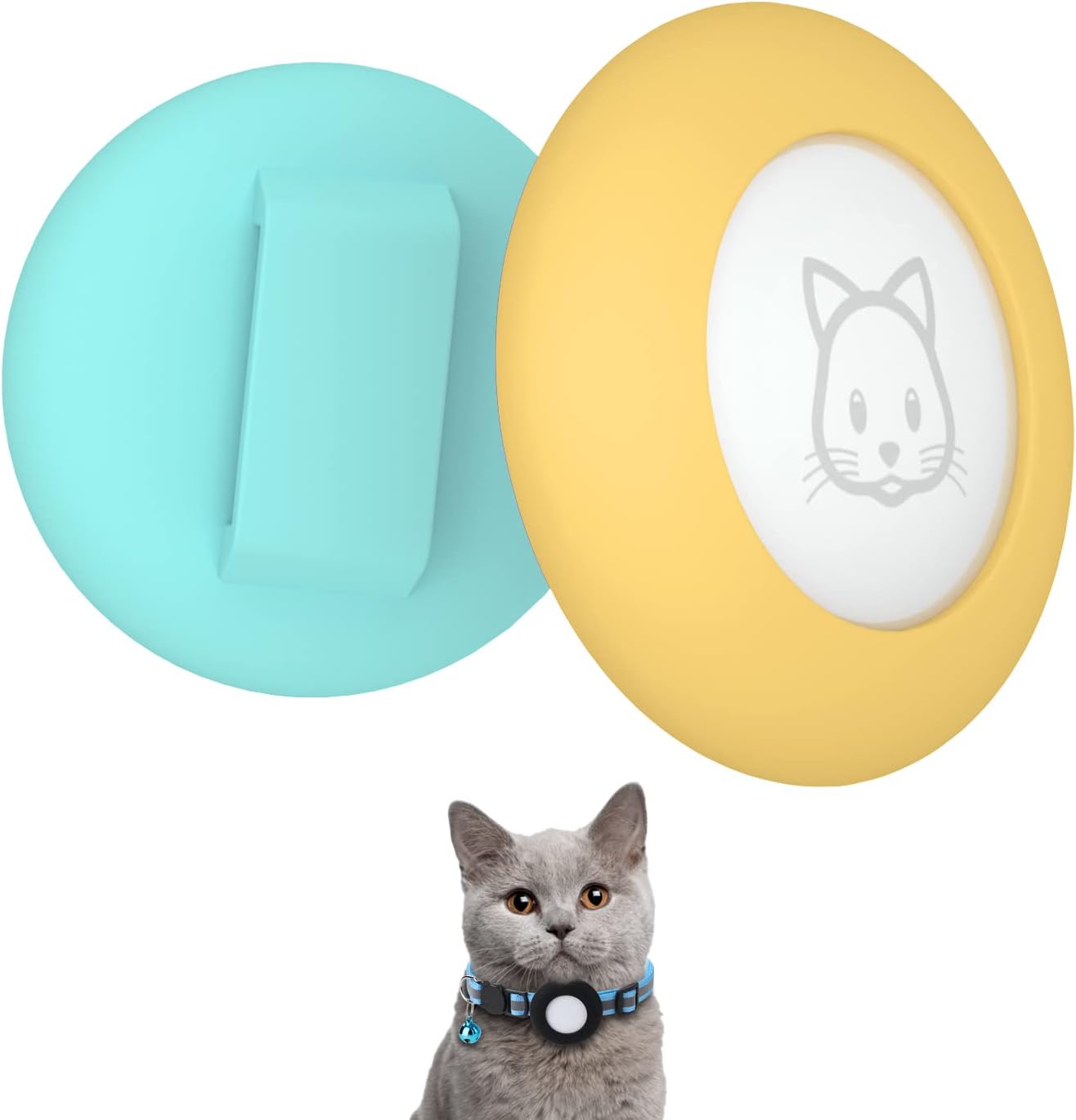 SimpleThings Kompatybilny z Apple Airtag Uchwyt na Obrożę dla Kota – 2 Sztuki Silikonowe Pokrowce, Wodoodporne Etui (Dla Kota i Psa, 3/8"-1/4") - obrazek 3