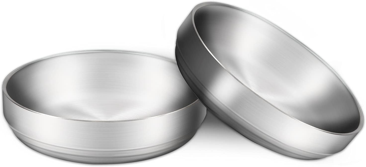 2 sztuki miska dla kota ze stali nierdzewnej, szeroka płytka miska na karmę dla kota i miska na wodę dla kota, szerokość miski 15 cm (5.9''), przyjazna dla włosów kota - obrazek 3