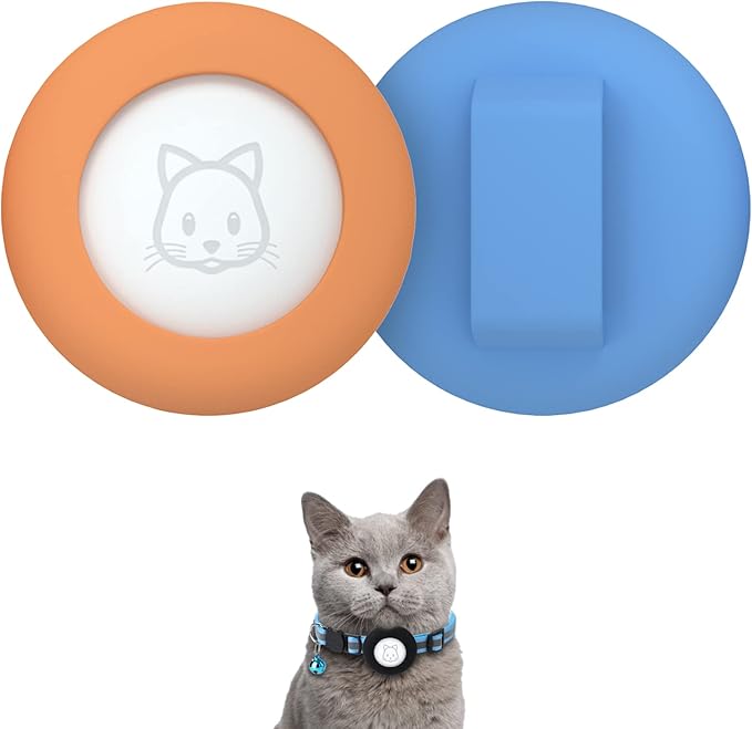 SimpleThings Kompatybilny z Apple Airtag Uchwyt na Obrożę dla Kota – 2 Sztuki Silikonowe Pokrowce, Wodoodporne Etui (Dla Kota i Psa, 3/8"-1/4")