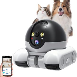 Tangxi Robot z Kamery dla Zwierząt, Kamera Bezpieczeństwa na Kółkach, Podwójny Obiektyw 1080p w Pomieszczeniu Monitor, 2-drożna Rozmowa i Kontrola Aplikacji Wi-Fi, dla Kotów Psów