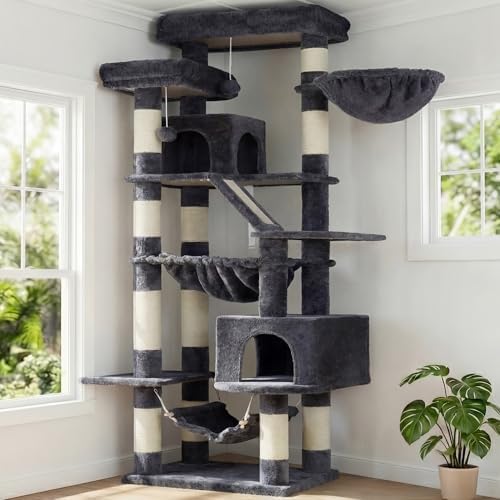 Heybly Kratzbaum, 180 cm Ardaí an Chait Túr do Chait Teachtaí le 2 Léimeanna, 2 Mhaighistreachtaí Suímh Mórtha, 2 Hängematten, Corb agus Bord Cráite, Muchroom HCT034MU - obrazek 3