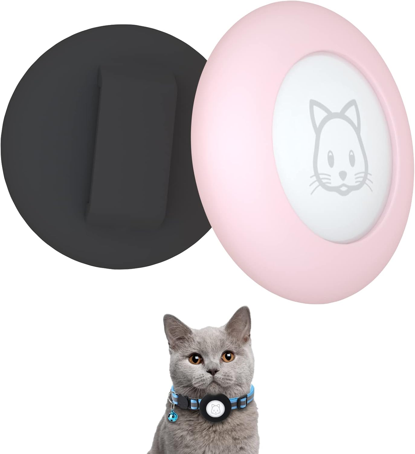 SimpleThings Kompatybilny z Apple Airtag Uchwyt na Obrożę dla Kota – 2 Sztuki Silikonowe Pokrowce, Wodoodporne Etui (Dla Kota i Psa, 3/8"-1/4") - obrazek 2