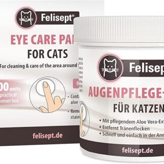 Felisept Płatki Czyszczące Do Oczu Dla Kotów 100 Sztuk - Z łagodzącym Ekstraktem Z Aloesu - Płatki Oczyszczające Do Oczu - Do Czyszczenia I Pielęgnacji Okolic Oczu - Przeciw Zabrudzeniom I Łzawieniu
