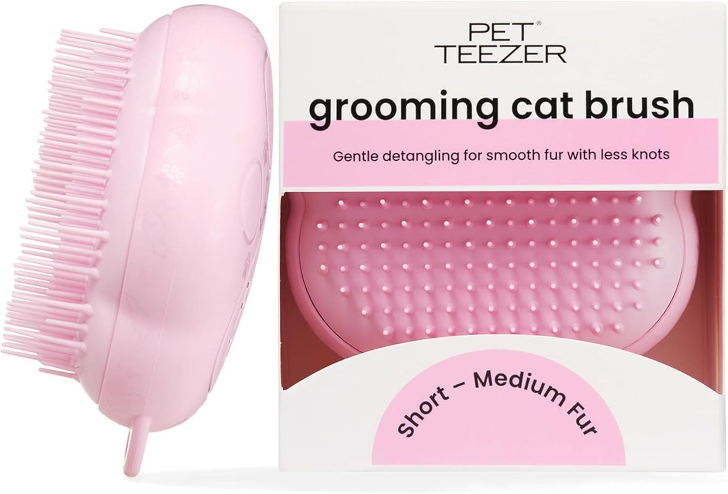 Tangle Teezer Pet Teezer - Dla kociąt i kotów o sierści krótkiej i średniej długości - Dwuwarstwowa szczotka do czesania dla kotów dodaje gładkości i połysku - Zielona - obrazek 2