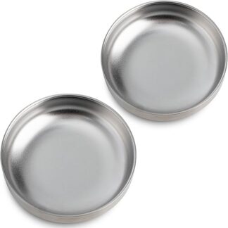 2 sztuki miska dla kota ze stali nierdzewnej, szeroka płytka miska na karmę dla kota i miska na wodę dla kota, szerokość miski 15 cm (5.9''), przyjazna dla włosów kota