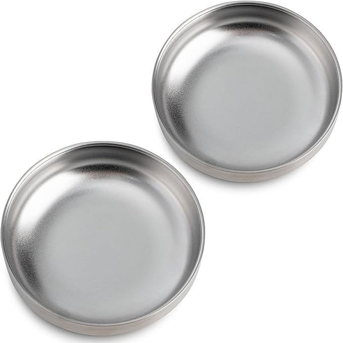 2 sztuki miska dla kota ze stali nierdzewnej, szeroka płytka miska na karmę dla kota i miska na wodę dla kota, szerokość miski 15 cm (5.9''), przyjazna dla włosów kota