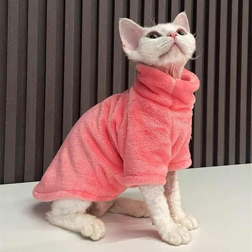 Zimowe ubrania dla kota Sphinx Ciepłe bluzy z kapturem Zwierzęta domowe Gruba kurtka Kociaki Kostiumy Chihuahua Jesień Dwustronne Plus Aksamitowe-M - obrazek 3