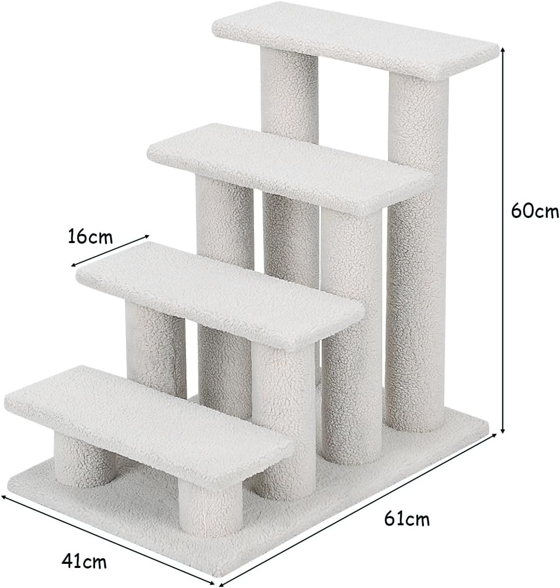 COSTWAY Schody dla zwierząt, dla kota, drzewo do wspinaczki, dla kota, do 25 kg, małe schodki dla zwierząt domowych, 4 platformy widokowe, 61 x 41 x 60 cm, płyta wiórowa - obrazek 6