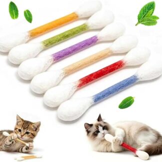 YeahBoom Zabawka dla kota patyczki bawełniane, 6 sztuk Q Tip Cat Toy z kocimiętką, interaktywne patyczki higieniczne dla kotów, urocze patyczki do żucia dla kotków, odpowiednie do zabawy i poruszania
