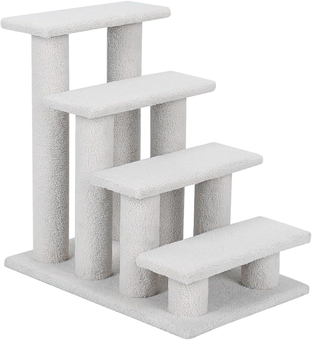 COSTWAY Schody dla zwierząt, dla kota, drzewo do wspinaczki, dla kota, do 25 kg, małe schodki dla zwierząt domowych, 4 platformy widokowe, 61 x 41 x 60 cm, płyta wiórowa - obrazek 2