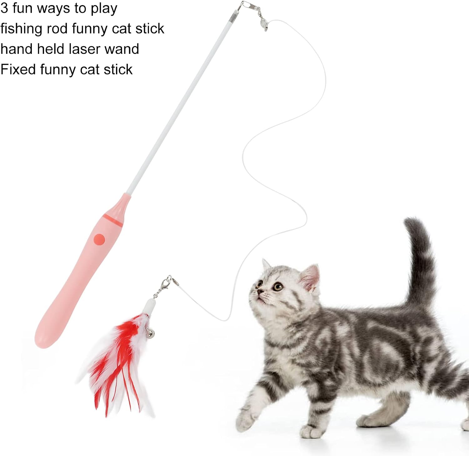 Naroote LED Red Light Light Katzentick, Funny Cat Stick Interactive dla Kotów dla Zwierząt (PINK) - obrazek 4