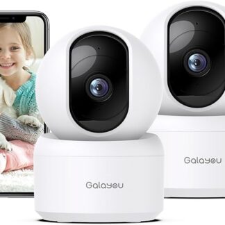 GALAYOU Kamera 2K WiFi dla zwierząt domowych, do użytku domowego, dla psa, kota, monitorowania dziecka, bezprzewodowa 360°, śledzenie ruchu, noktowizor, 2-drożny dźwięk, G2 (2P)