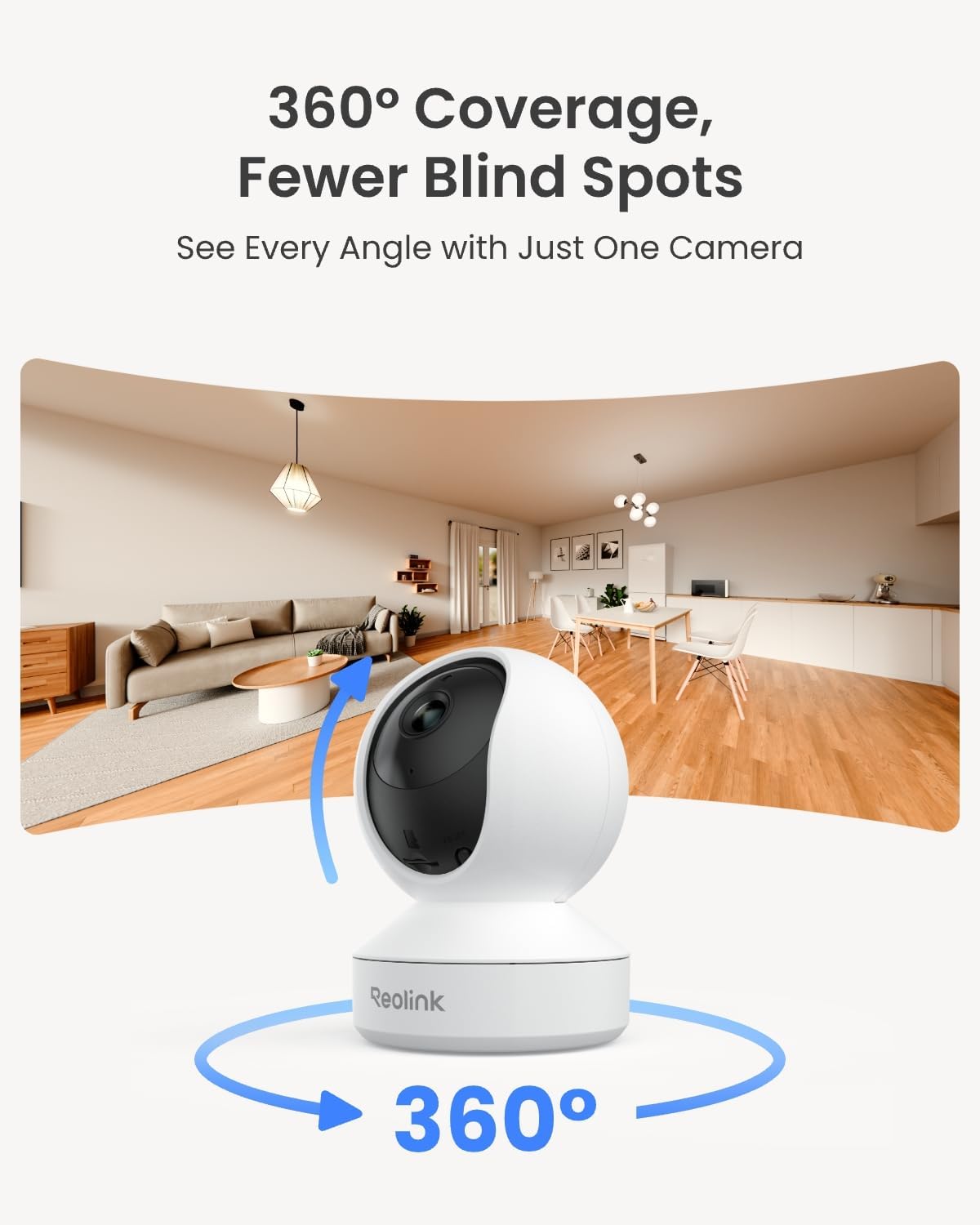 Reolink 4MP Kamera Wi-Fi IP do wnętrz, wychylna, do użytku wewnątrz i na zewnątrz, 2,4 GHz, Wi-Fi, dwukierunkowe audio, monitor dziecka z funkcją rozpoznawania ludzi/zwierząt domowych, E1 - obrazek 6