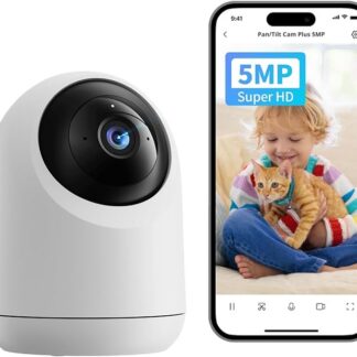 SwitchBot Kamera wewnętrzna 3K/5MP - Pan/Tilt Baby & Pet Monitor, 2,4 G Wi-Fi, noktowizor, 2-drożny dźwięk, śledzenie 360°, tryb prywatności, Alexa, Cloud & SD Storage.