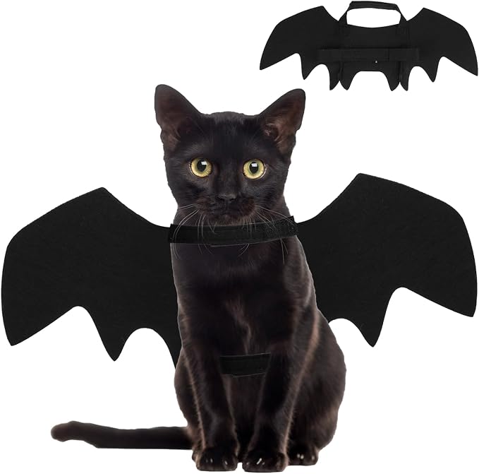 Kostium na Halloween dla kota z czarnymi skrzydłami nietoperza, dekoracja Halloween, obroża dla szczeniaka, smycze cosplay, odzież nietoperza