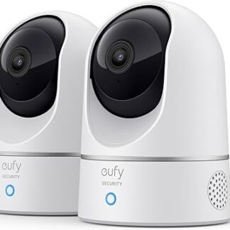 Solo IndoorCam E220 (P24) eufy Security, kamera 2K obrót i pochylenie, kamera bezpieczeństwa domowego, wewnętrzna kamera Wi-Fi na wtyczkę, AI człowieka i zwierzęcia, asystentem głosowym (2 sztuki)