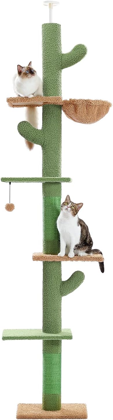 PAWZ Road - 5-poziomowy drapak dla kota od podłogi do sufitu - Regulowana wysokość - Wysokie centrum wspinaczkowe z drapakiem, wygodnym łóżkiem i wiszącą piłką dla kotów / kociąt w pomieszczeniach - obrazek 3