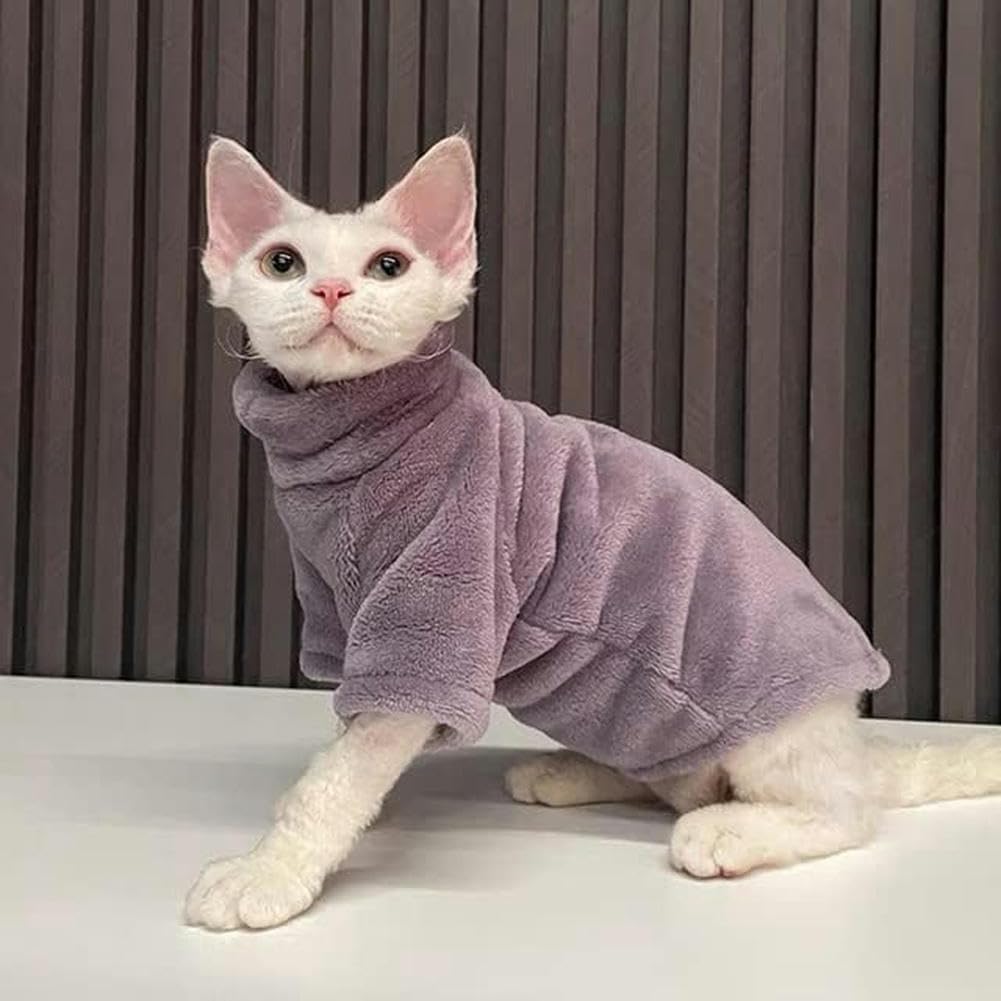 Zimowe ubrania dla kota Sphinx Ciepłe bluzy z kapturem Zwierzęta domowe Gruba kurtka Kociaki Kostiumy Chihuahua Jesień Dwustronne Plus Aksamitowe-M - obrazek 2