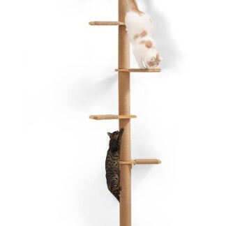 FUKUMARU Tall Cat Tree, 5 Tier Floor to Ceiling Cat Tower, Wall-Mounted Cat Scratching Post, Wild Simulation Cat Wall Shelves, Suitable for Cats Climb, Scratch, Lookout and Play