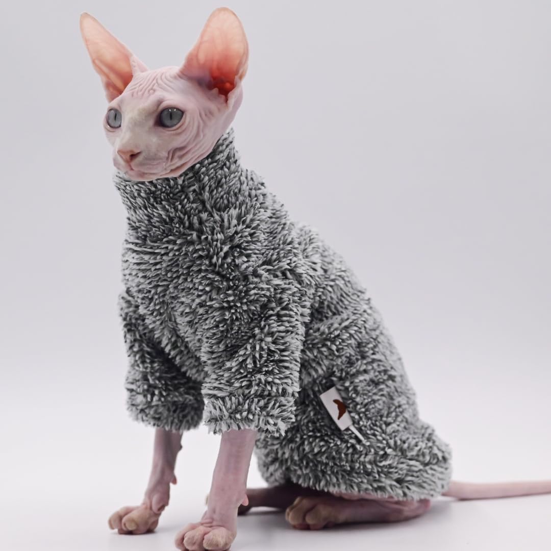 Polarowe miękkie ciepłe zimowe ubrania dla kotów - XL dla kotów Sphynx, Devon Rex, Konis - obrazek 2