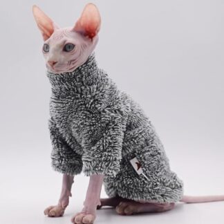 Polarowe miękkie ciepłe zimowe ubrania dla kotów - XL dla kotów Sphynx, Devon Rex, Konis