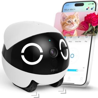 Enabot EBO ROLA Mini FamilyBot, kamera domowa 2K dla zwierząt, mobilna kamera wewnętrzna z akumulatorem i aplikacją telefoniczną, jedno-dotykowe połączenie, 2-drożne audio, podczerwień, noktowizor