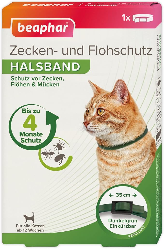 Beaphar 13790 Obroża Przeciwko Kleszczom i Pchłom, 35 cm, Zielony