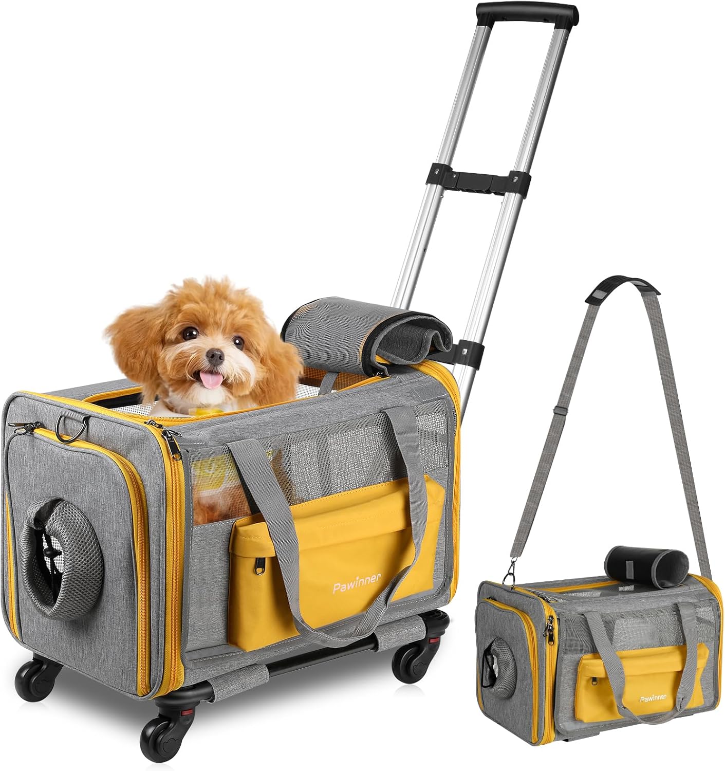 Klatka Transportowa dla Kotów I Psów Pawinner, Torba Transportowa dla Kotów o Wymiarach 45 X 33 X 33 cm, Składana I Przenośna, Z Uchwytem, Przeznaczona dla Zwierząt o Wadze do 9 Kg - obrazek 3