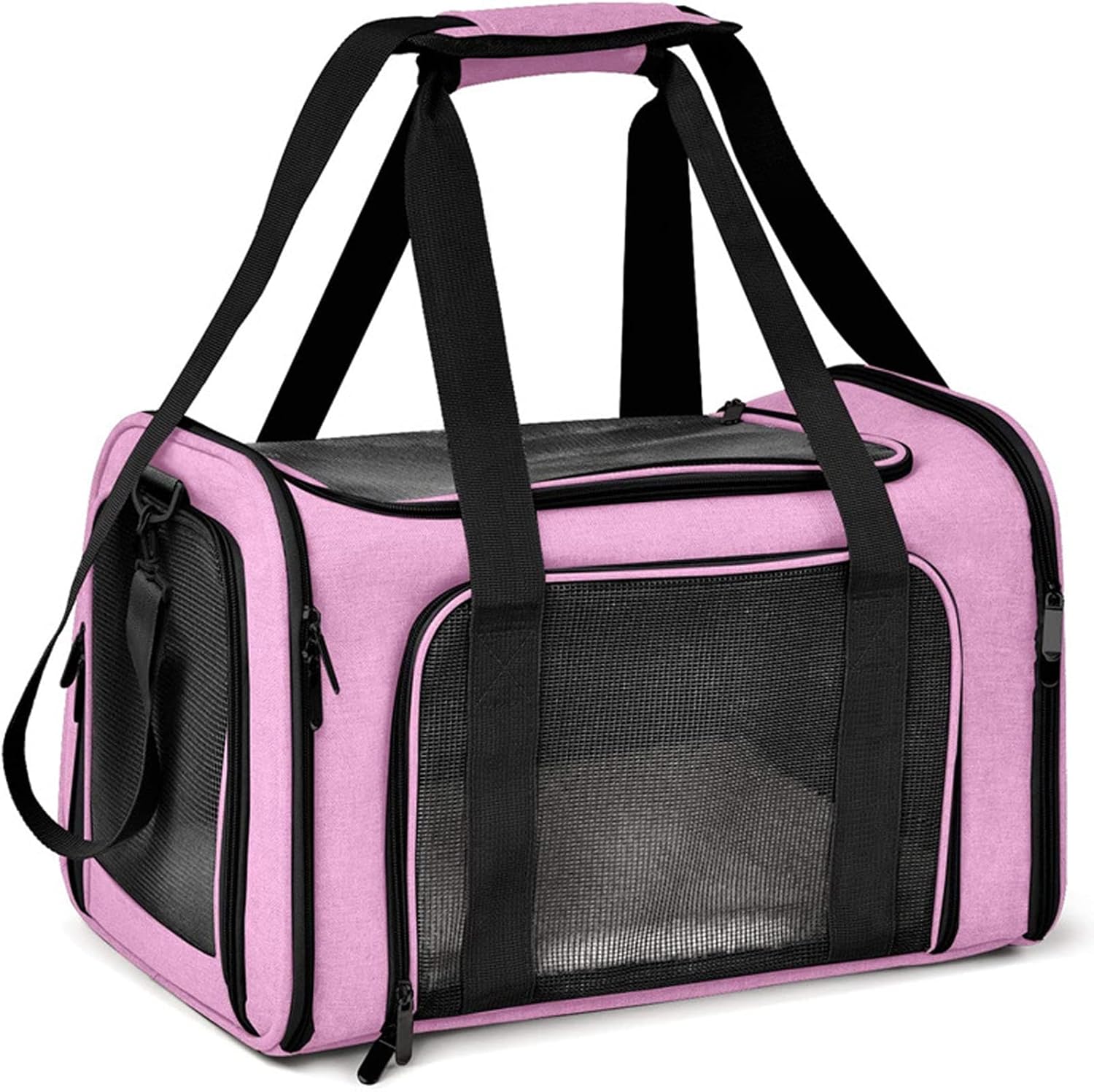 Torba Transportowa dla Kotów i Psów, Składana Skrzynka Przenośna, 8 kg, dla Średnich Psów (L, Czarna) 50 x 34 x 34 cm - obrazek 5
