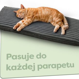 Knupis Legowisko dla Kota na Parapet 90 x 28 cm – Samonagrzewające bez prądu – Miękkie i Dźwiękochłonne – Zdejmowany, prany pokrowiec – Z antypoślizgowym spodem – Szare