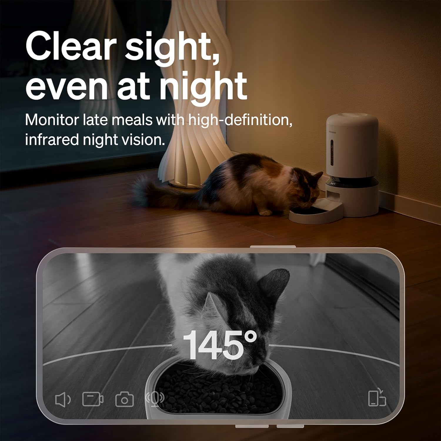 PETLIBRO Automatyczny dozownik do karmy 5 l z kamerą 1080P, karmnik 5G WiFi z aplikacją, czujnik niskiego poziomu żywności, alarm ruchu i dźwięku, 1-10 posiłków - obrazek 4