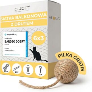 PiuPet® Siatka dla kota wzmocniona drutem (Czarny, 6 x 3 m)
