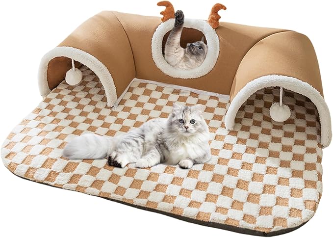 Cat Bed Tunnel, Pet Play Tunnel, 21.65x15.75 Inches Warm Shelter Tent, House Toys for Dog Puppy Kitten Animal Indoor Outdoor Wall Corner Games Resting Sleeping Outside Use