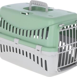 Kerbl Pet Skrzynia Transportowa Expedion, Opcja Transportu dla Kotów, Psów, Małych Zwierząt, Plastikowa, MiętowaJasnoszara, 45X30X30 Cm