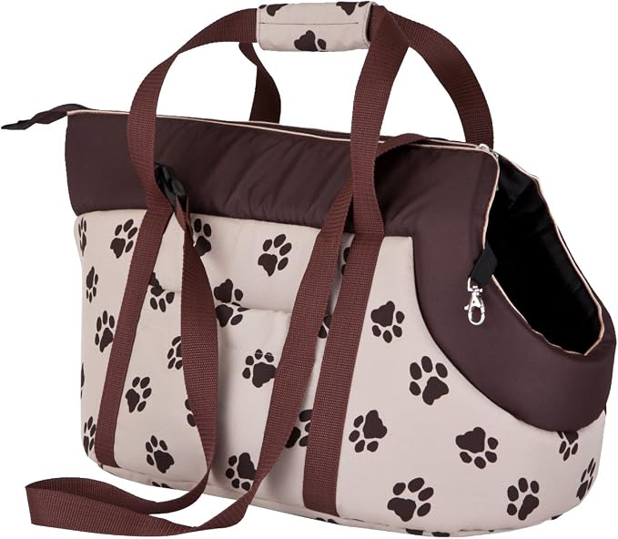 Hobbydog TORBWL4 torba dla psa torba na ramię torba kota ze łapkami, rozmiar 32 x 30 x 50 cm, beżowa