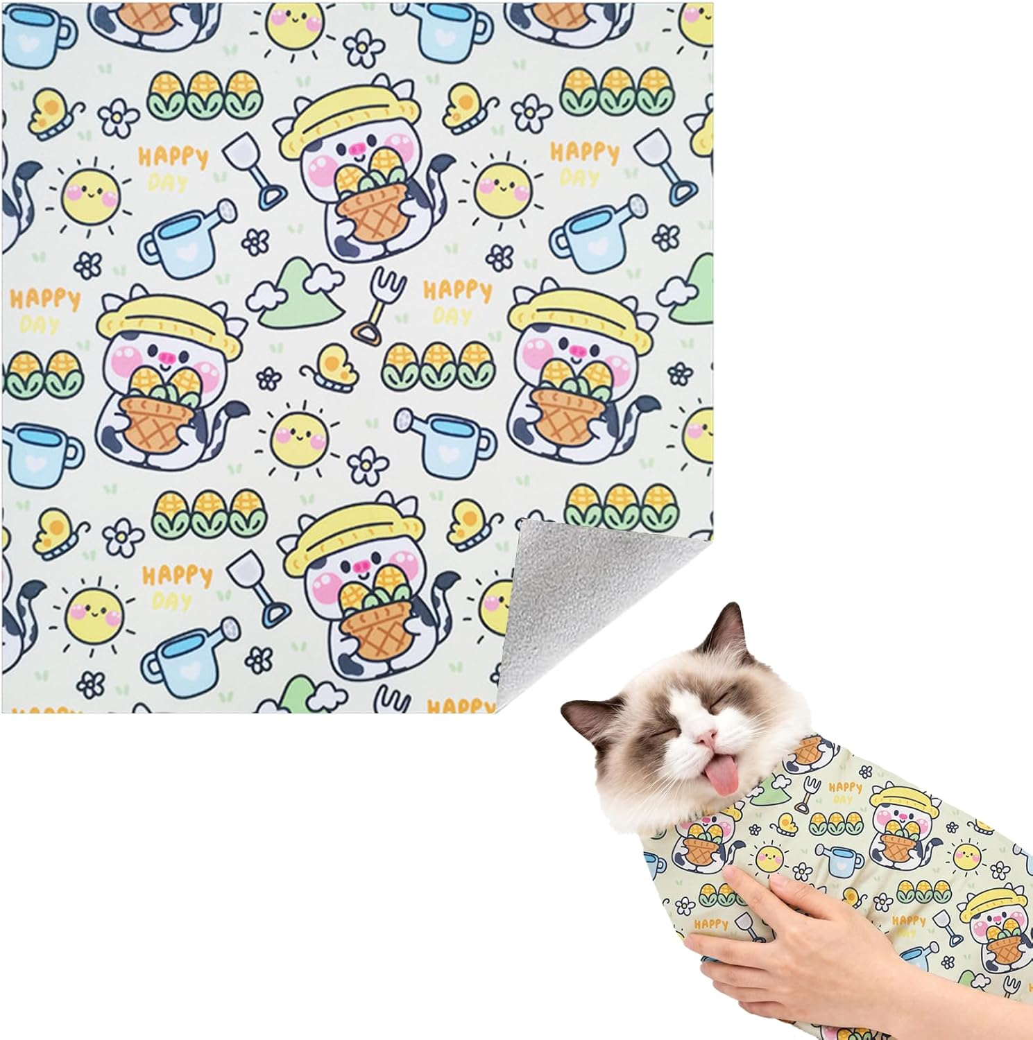 Cat Grooming Wrap, ściereczka do pielęgnacji kotów, samoprzylepna, 70 x 70 cm, odporna na ugryzienia i zarysowania, do przycinania pazurów, wiązania dla kotów, do pielęgnacji paznokci uspokajających - obrazek 3