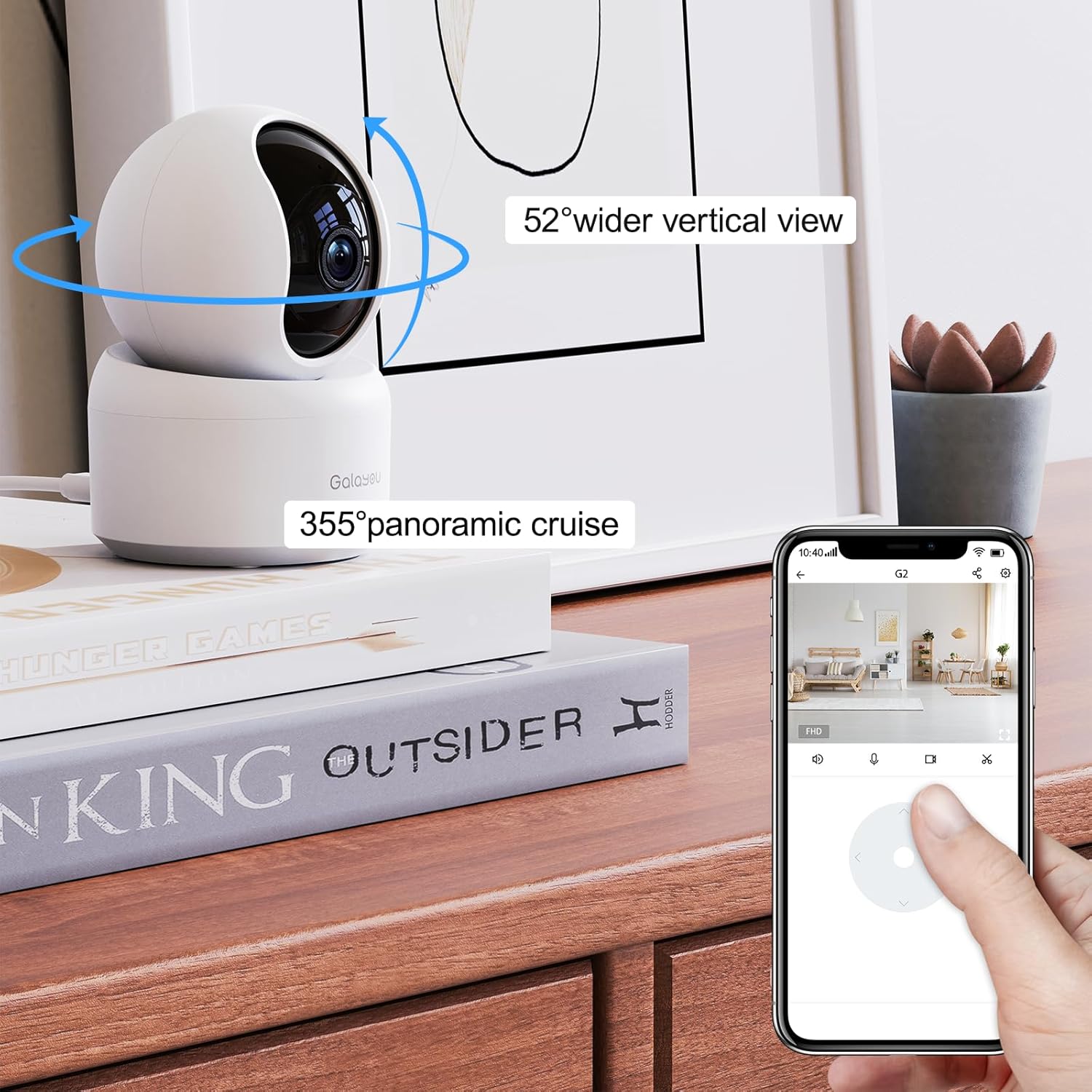 GALAYOU Kamera 2K WiFi dla zwierząt domowych, do użytku domowego, dla psa, kota, monitorowania dziecka, bezprzewodowa 360°, śledzenie ruchu, noktowizor, 2-drożny dźwięk, G2 (2P) - obrazek 7