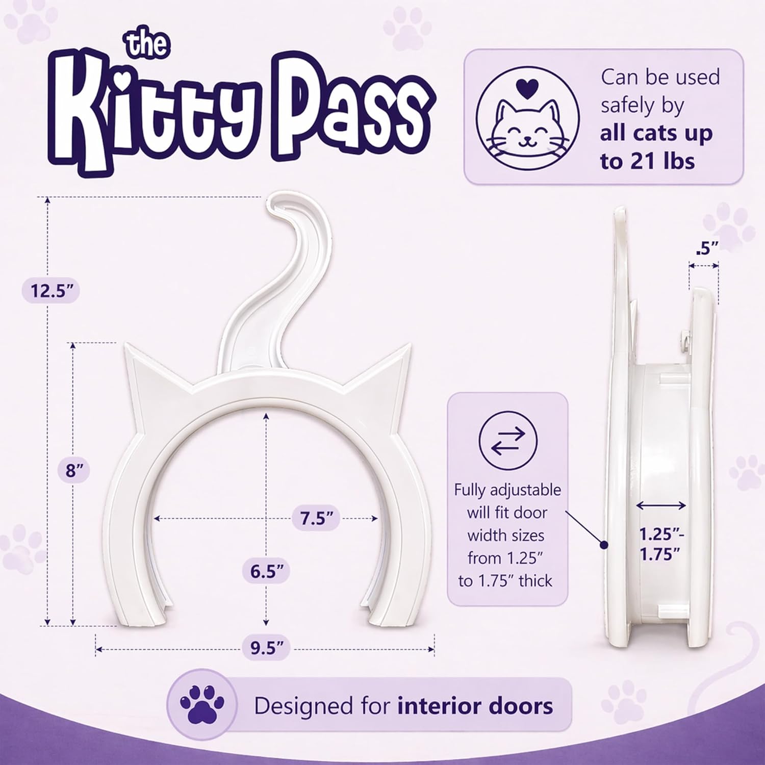 The Kitty Pass Wewnętrzne drzwi kota ukryte kuwety drzwi dla zwierząt domowych dla kotów do 9,5 kg pudełko dla zwierząt domowych - obrazek 7