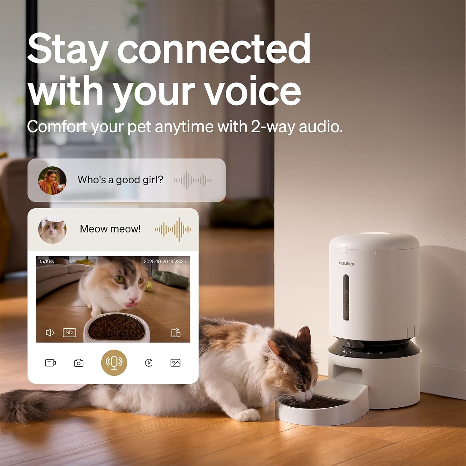 PETLIBRO Automatyczny dozownik do karmy 5 l z kamerą 1080P, karmnik 5G WiFi z aplikacją, czujnik niskiego poziomu żywności, alarm ruchu i dźwięku, 1-10 posiłków - obrazek 6