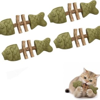 Catnip & Silvervine żuć, Silvervine zabawka dla kota, naturalna kocimiętka i pałeczka do czyszczenia zębów Silvervine, do żucia w kształcie kości ryby, naprawianie zdrowia zębów kota (smak kocimiętki