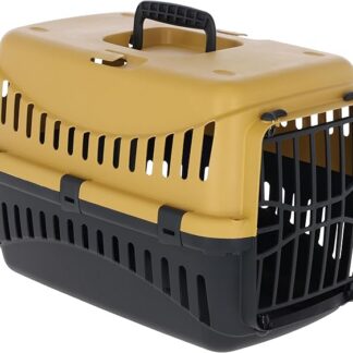 Kerbl Pet Skrzynia Transportowa Expedion, Opcja Transportu dla Kotów, Psów, Małych Zwierząt, Plastikowa, MiodowaCzarna, 45X30X30 Cm