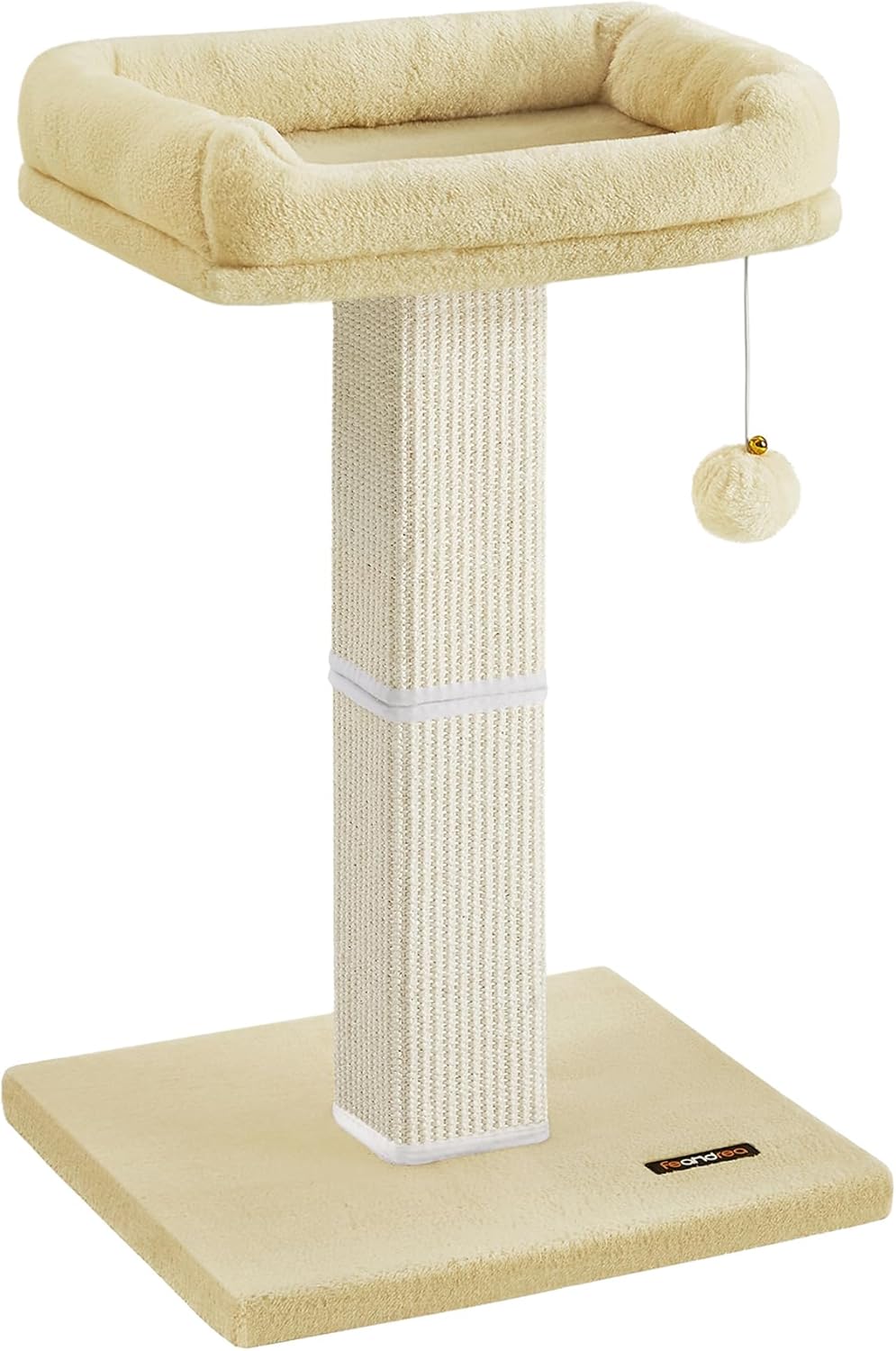 FEANDREA Drapak dla kota z platformą z pluszu 40 x 30 cm, drapak dla kota, wysokość 71 cm, drapak z sizalem, pluszowy, jasnoszary, PCA022W01 - obrazek 3