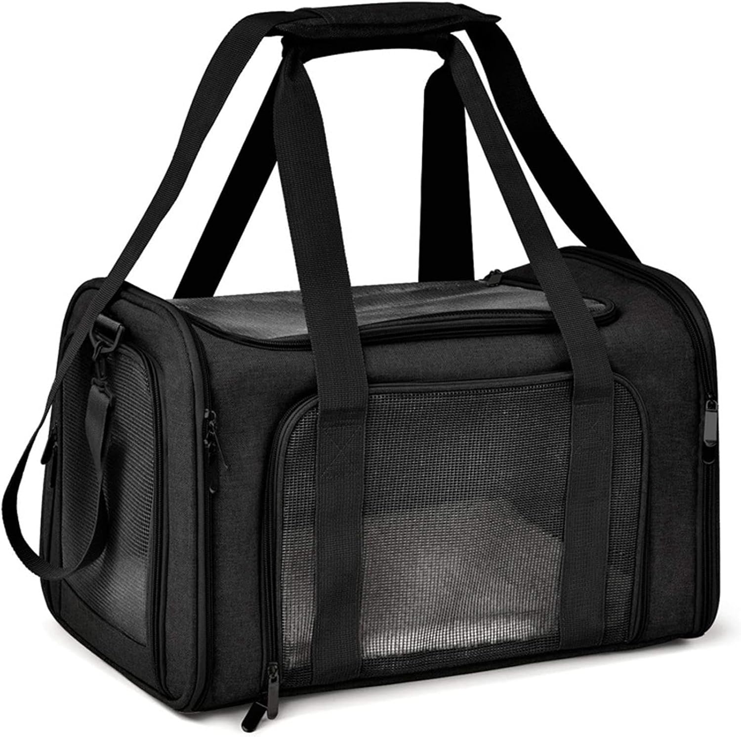 Torba Transportowa dla Kotów i Psów, Składana Skrzynka Przenośna, 8 kg, dla Średnich Psów (L, Czarna) 50 x 34 x 34 cm - obrazek 3