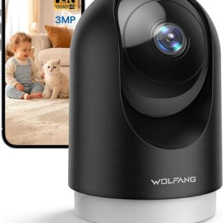 WOLFANG Kamera Wewnętrzna 2K, Kamera WiFi do Domu z Funkcją Obrotu 360° PTZ, Automatycznym Śledzeniem i Trybem Nocnym, Kamera dla Psa z Dwukierunkowym Audio, Kompatybilna z Alexa