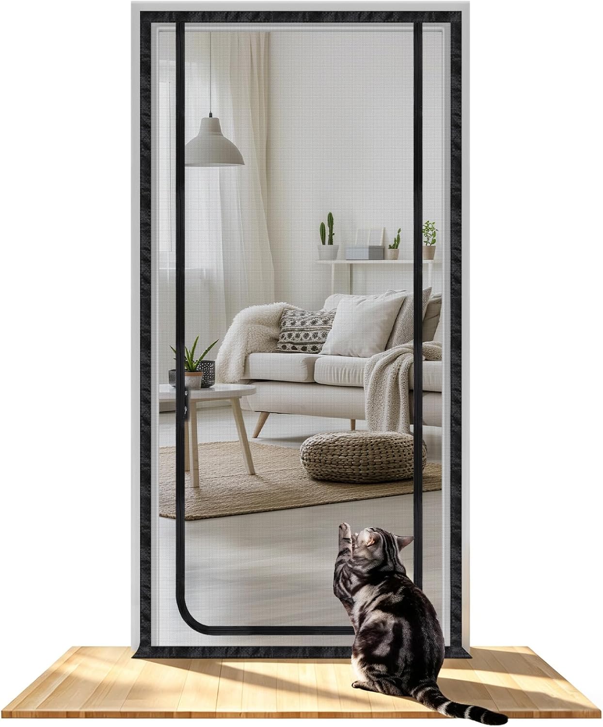 DBREAKS Siatka dla kota na balkon, z zamkiem błyskawicznym, do biegania, ochrona przed kotami, ochrona przed zwierzętami domowymi, bez wiercenia (90 x 210 cm) - obrazek 3