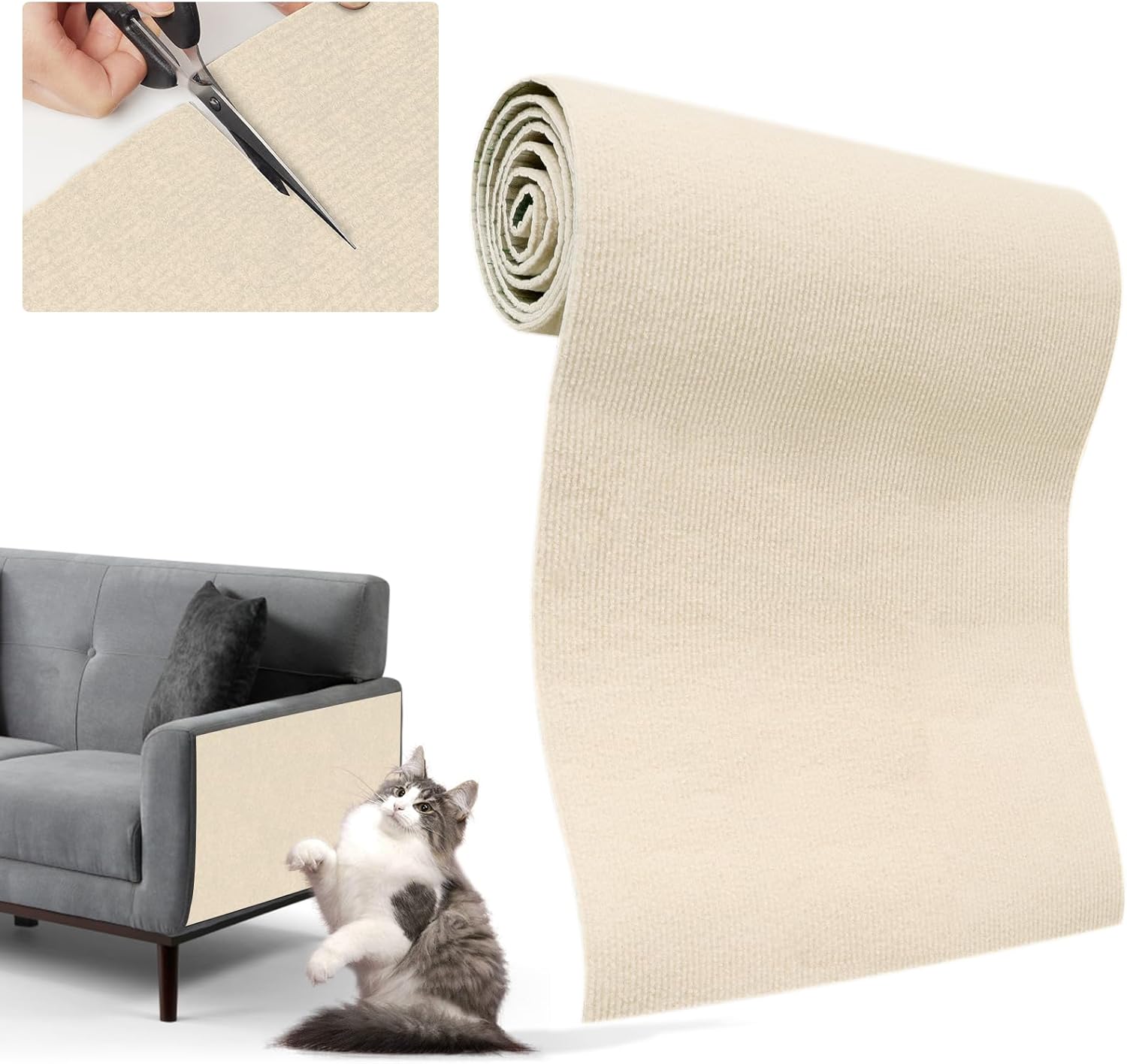 Cat Scratching Pad, 200x40cm Wspinaczkowy drapak dla kota DIY Samoprzylepna mata do drapania dla kota, wycinana mata do drapania dla kota Sofa - obrazek 5