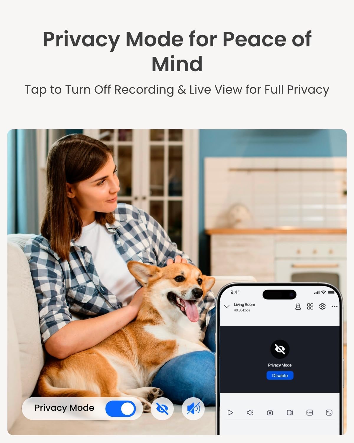 Reolink 4MP Kamera Wi-Fi IP do wnętrz, wychylna, do użytku wewnątrz i na zewnątrz, 2,4 GHz, Wi-Fi, dwukierunkowe audio, monitor dziecka z funkcją rozpoznawania ludzi/zwierząt domowych, E1 - obrazek 7