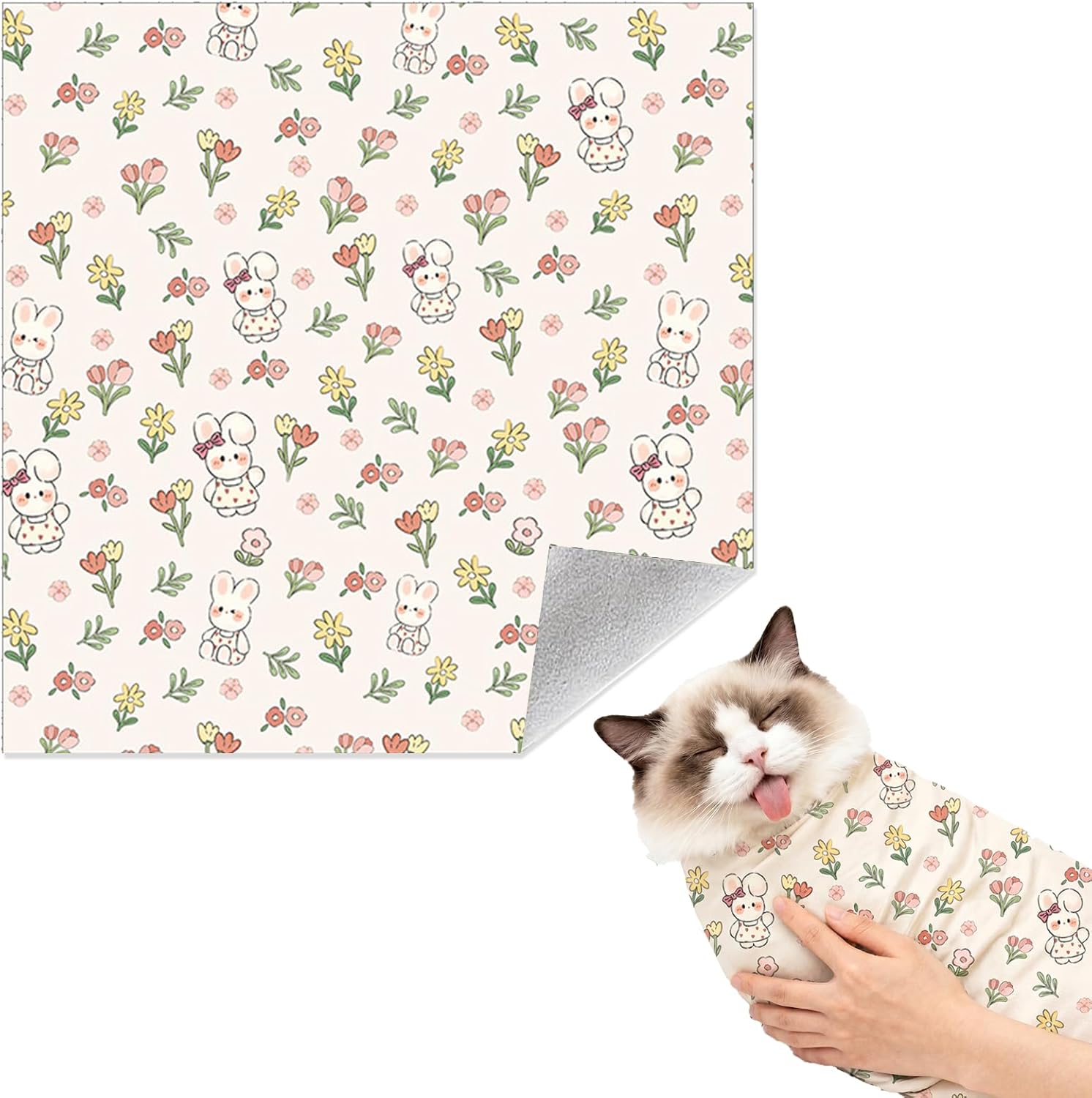 Cat Grooming Wrap, ściereczka do pielęgnacji kotów, samoprzylepna, 70 x 70 cm, odporna na ugryzienia i zarysowania, do przycinania pazurów, wiązania dla kotów, do pielęgnacji paznokci uspokajających - obrazek 2